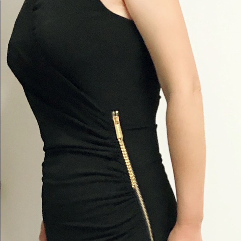 Michael Kors black asymmetrical dress side zipper